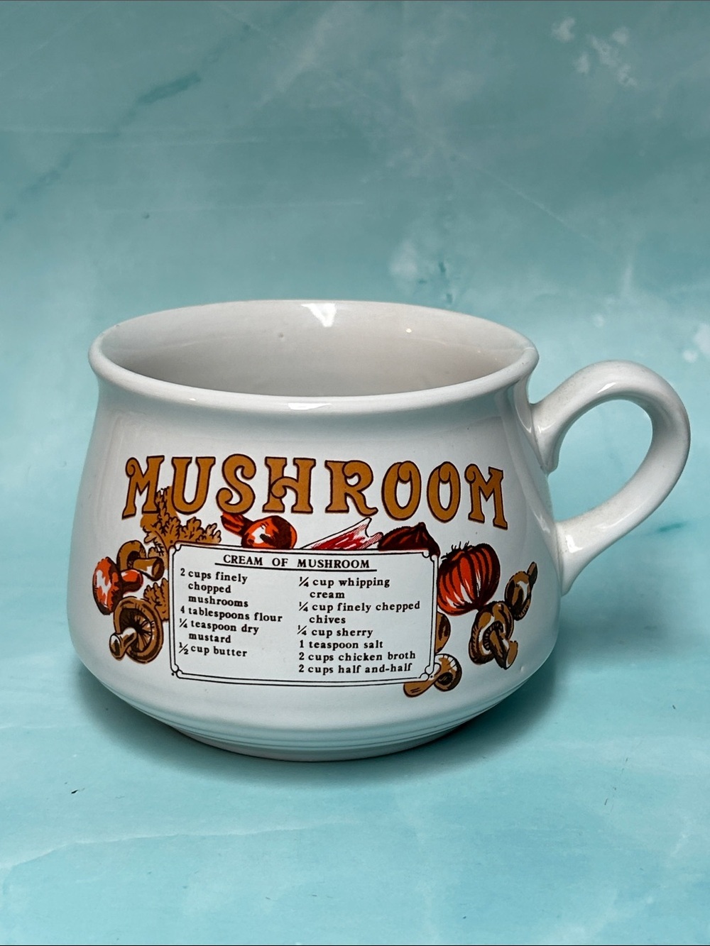 Vintage Soup Recipe Ceramic Mug Cup Bowl Cream Of Mushroom 🍄‍🟫🍄
